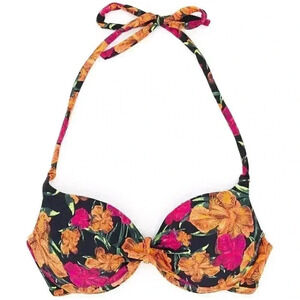 Floral Print Swimsuit Bikini Top Size Medium Halter Neck Swimsuit Boho Chic Swim
